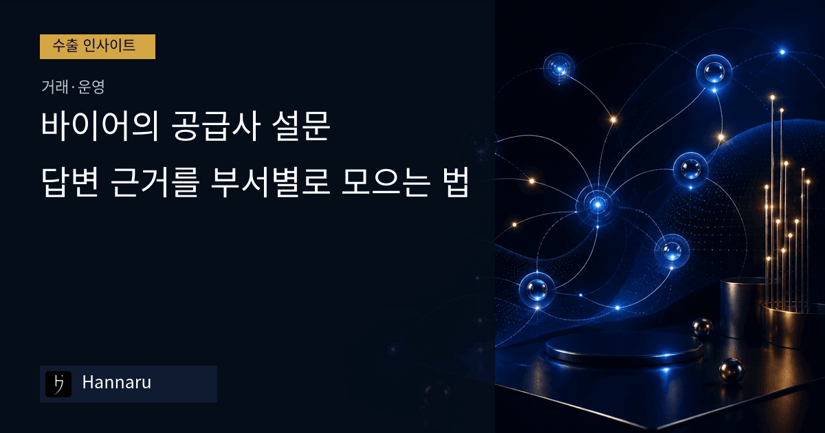 화장품 수출 바이어의 공급사 설문, 답변 근거를 부서별로 모으는 법